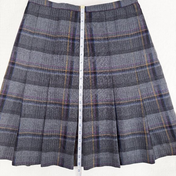 Vintage Gray Plaid 100% Wool Pleated Skirt Size 28 | Small Academia Prep - Picture 13 of 15